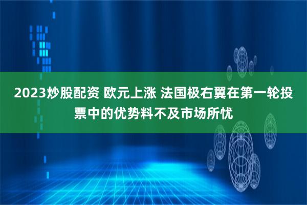 2023炒股配资 欧元上涨 法国极右翼在第一轮投票中的优势料不及市场所忧